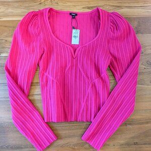Express Puff Shoulder Pink Sweater